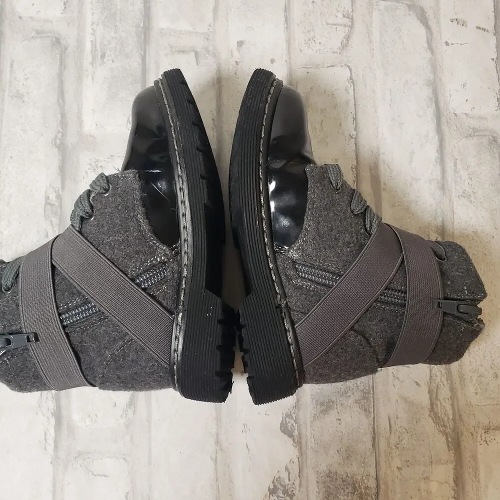 Black and Grey Girls Toddlers Hoo Strap and Zipper Boots
